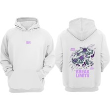 Anetos Break Lımıts Tasarım Sırt Baskılı Beyaz Sweatshirt