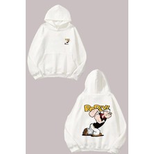 Anetos Temel Reis Tasarım Sırt Baskılı Beyaz Sweatshirt