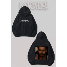 Anetos The Weeknd 3 Tasarım Siyah Ön Arka Baskılı Sweatshirt