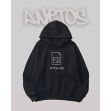 Anetos Tottoo.png Tasarım Siyah Ön Baskılı Sweatshirt