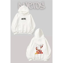Anetos Black Sabbath 2 Sırt Baskılı Beyaz Kapüşonlu Sweatshirt