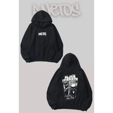 Anetos Black Sabbath 11 Baskılı Siyah Kapüşonlu Sweatshirt