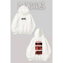 Anetos Scarface 1 Sırt Baskılı Beyaz Kapüşonlu Sweatshirt