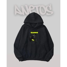 Anetos Travis Scott 11 Tasarım Siyah Ön Baskılı Sweatshirt