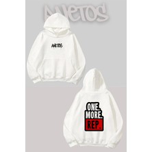 Anetos One More Rep Sırt Baskılı Beyaz Kapüşonlu Sweatshirt