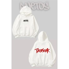 Anetos Bersek Yazı Sırt Baskılı Beyaz Kapüşonlu Sweatshirt