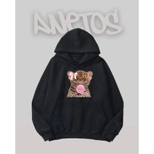 Anetos Baby Cita Tasarım Siyah Ön Baskılı Sweatshirt