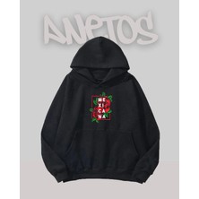 Anetos Mexıcana Tasarım Siyah Ön Baskılı Sweatshirt