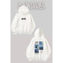 Anetos Van Gogh 4 Sırt Baskılı Beyaz Kapüşonlu Sweatshirt