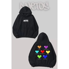 Anetos Undertale Kalpler Sırt Baskılı Siyah Kapüşonlu Sweatshirt