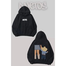 Anetos Anne ve Oğul Sırt Baskılı Siyah Kapüşonlu Sweatshirt