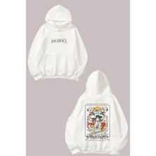 Anetos Sacrıfıce Tasarım Sırt Baskılı Beyaz Sweatshirt