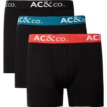 AC&Co / Altınyıldız Classics Erkek Siyah Pamuklu Esnek 3'lü Boxer Paketi