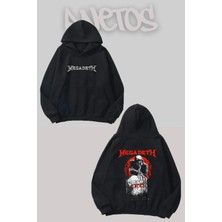 Anetos Megadeth 10 Tasarım Siyah Ön Arka Baskılı Sweatshirt