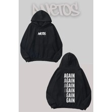 Anetos Agin Gain Sırt Baskılı Siyah Kapüşonlu Sweatshirt
