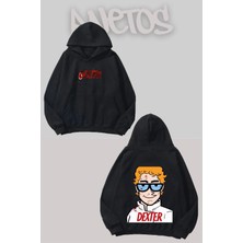 Anetos Dexter 6 Tasarım Siyah Ön Arka Baskılı Sweatshirt