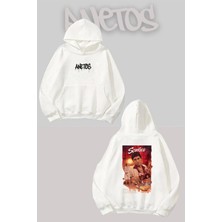 Anetos Scarface 2 Sırt Baskılı Beyaz Kapüşonlu Sweatshirt