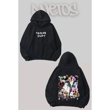 Anetos Taylor Swift 12 Tasarım Siyah Ön Arka Baskılı Sweatshirt