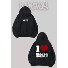 Anetos Dexter 4 Baskılı Siyah Kapüşonlu Sweatshirt