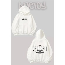 Anetos Crossfit Iam Sırt Baskılı Beyaz Kapüşonlu Sweatshirt