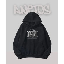 Anetos Glory Tasarım Siyah Ön Baskılı Sweatshirt