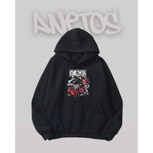 Anetos One Price Tasarım Siyah Ön Baskılı Sweatshirt