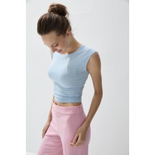 Tubia Kadın Mavi Renk Kısa Kollu Basic T-shirt