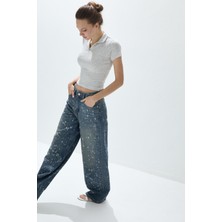 Tubia Kadın Kar Melanj Polo Yakalı Kısa Kollu T-shirt