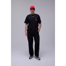 Outta Barrio Siyah Oversize Zarif Yaşam Tarzı Baskılı Tişört