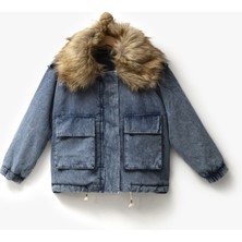 Kız Çocuk Içi Kürklü Kot Mont