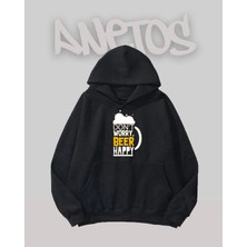 Anetos Beer Tasarım Siyah Ön Baskılı Sweatshirt