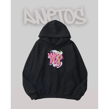 Anetos Wmng Tasarım Siyah Ön Baskılı Sweatshirt