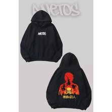 Anetos Shingeki No Kyojin Sırt Baskılı Siyah Kapüşonlu Sweatshirt