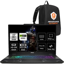 MSI Msı Cyborg 17 Intel Core I7 13620H 40GB 512GB SSD RTX5060/8GB 17.3" Fhd 144Hz Fdos Taşınabilir Bilgisayar & Per4 Çanta B13WFKG092XTRP322