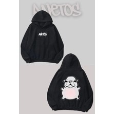 Anetos Yavru Hayvan Sırt Baskılı Siyah Kapüşonlu Sweatshirt