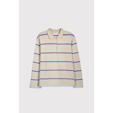 Babokah Çizgili Rugby Polo Uzun Kol Tshirt