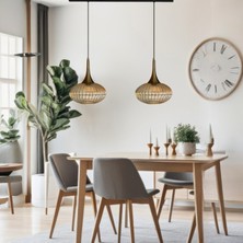 Bamyum Elegant Cam Bal Rengi Ikili Avize Eskitme Külah Başlık Sarkıt Lamba Restoran Salon Aydınlatma