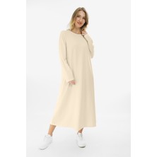 Almila Bisiklet Yakalı Uzun Kollu Uzun Penye Elbise 2031