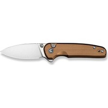 Civivi Mini Shakan Ripple Patterned Coyote Brown Aluminum Handle Satin Finished Nitro-V Blade Çakı