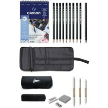 Arttone Canson Resim Defteri A5 200 G Lyra Dereceli Kalem Profesyonel Karakalem Bez Çantalı Set
