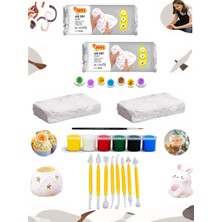 Arttone Jovi Seramik Hamuru Beyaz 2X500 gr Dekorasyon Modelleme Alet Seti Sarı 8 Parça