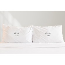 LIWOGY Let's Stay In Bed Baskılı Ikili Yastık Kılıfı Seti