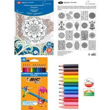 Arttone St. Petersburg Sonnet Boyama Kitabı Mandala A4 160 gr 20 Yaprak Bic Kuru Boya Kalemi 12'li Set