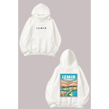 Anetos Izmir Turkey Tasarım Sırt Baskılı Beyaz Sweatshirt