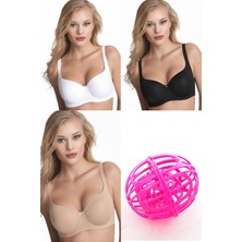 Le Jardin 9720 Amanda 3'lü Eko Paket (Siyah-Beyaz-Ten) + Hediyeli Sütyen Seti