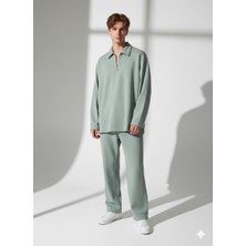 Ribana Classic Unısex Bürümcük Kumaş Polo Yaka Fermuarlı Cepli Beli Lastikli Alt-Üst Takım