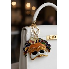 Modex Altın Sarısı Renkli Mineli Maske Çanta Aksesuarı Anahtarlık