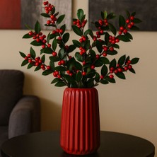 Mireva Bordo Dekoratif Vazo 15 cm – El Yapımı Taş Tozu Minimalist Çiçeklik