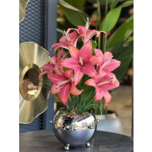 TASARIMHMODA Yapay Lilyumlu Gümüş Vazo No:2