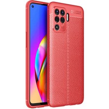 ENSUENO Oppo Reno 5 Lite Kılıf Inc Niss Silikon Kapak-Kırmızı